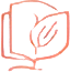 Coral book outline with leaf emblem