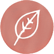 White leaf icon on pink circular background