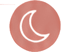 Pink circle with white crescent moon
