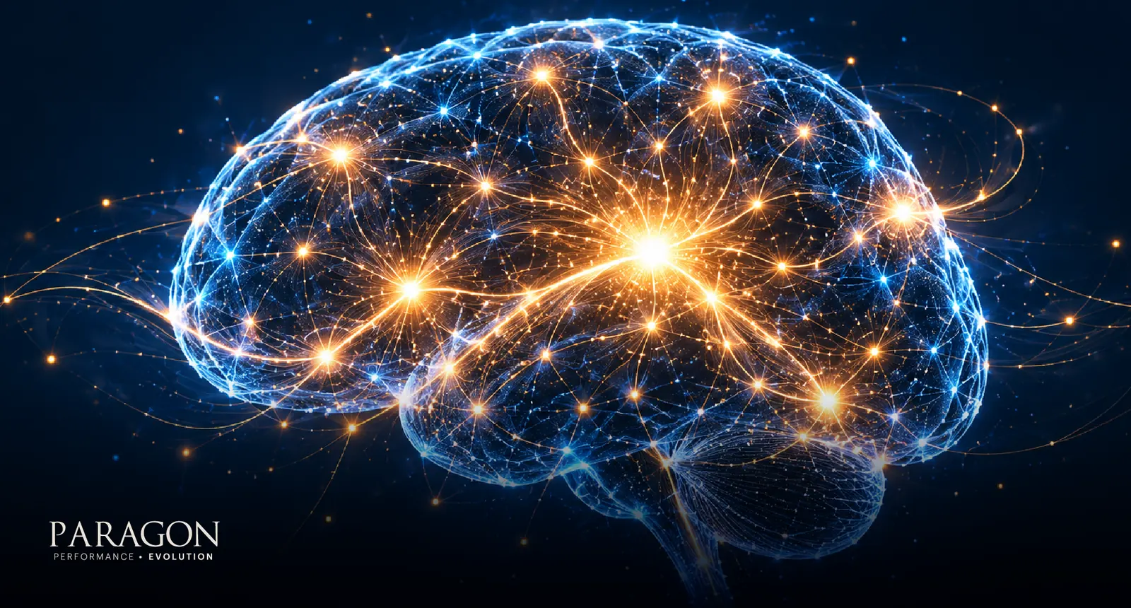 Glowing brain network, representing what data reveals about workplace stress